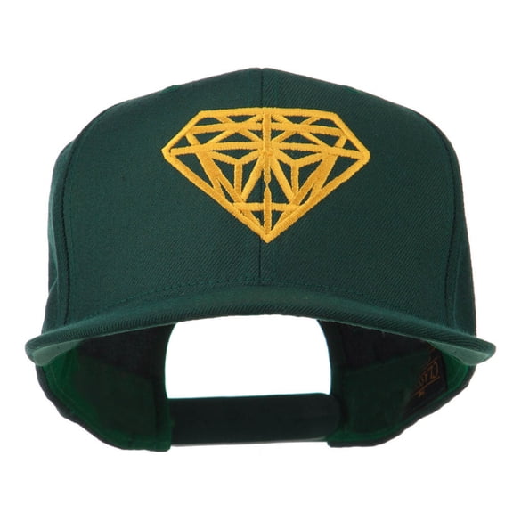 Diamond Outline Embroidered Snapback Flat Bill Cap - Spruce OSFM