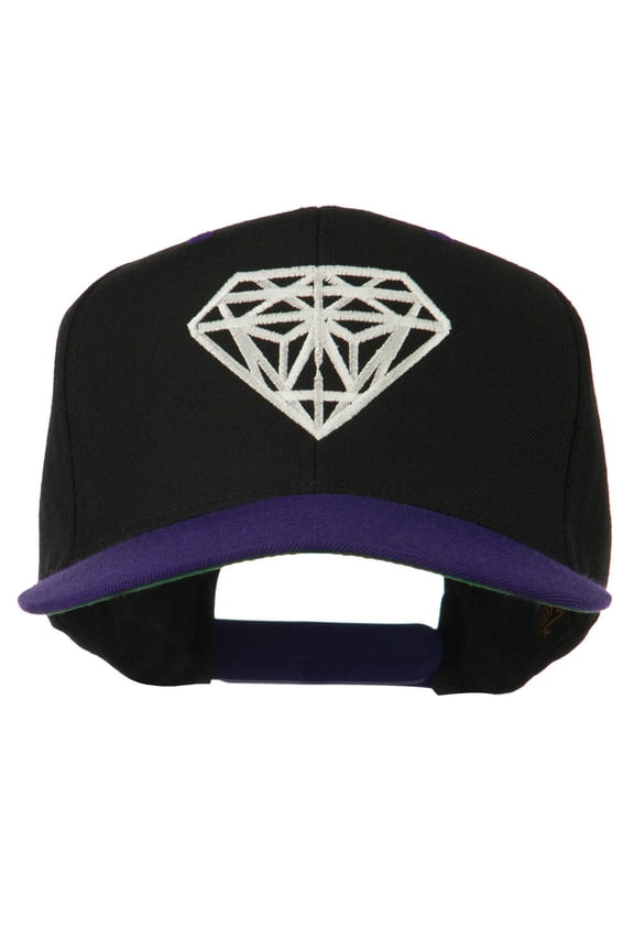 Diamond Outline Embroidered Two Tone Cap - Black Purple OSFM