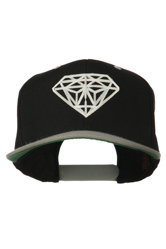 Diamond Outline Embroidered Two Tone Cap - Black Silver OSFM