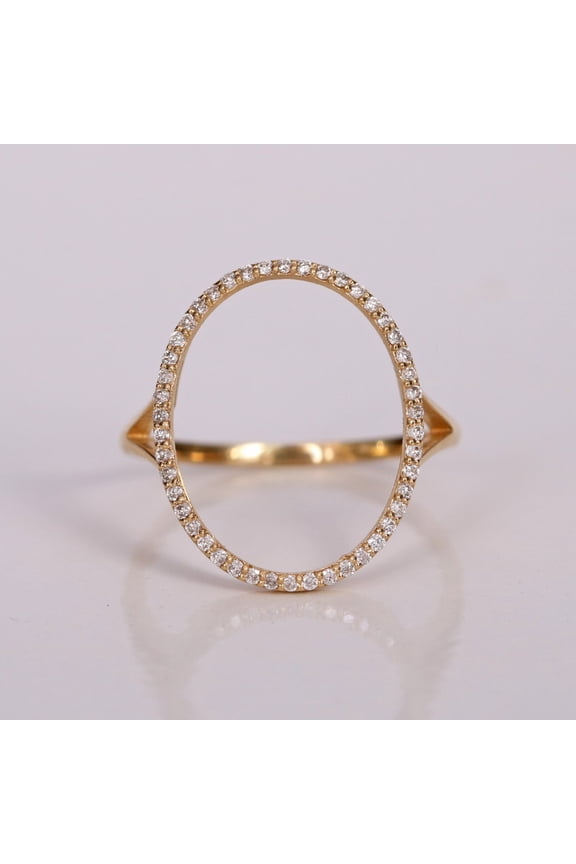 Diamond Oval Cutout Ring, Large Ring, Delicate Ring, 925 Sterling Silver Unique Ring, Handmade Fine Jewelry, Art Deco Ring.