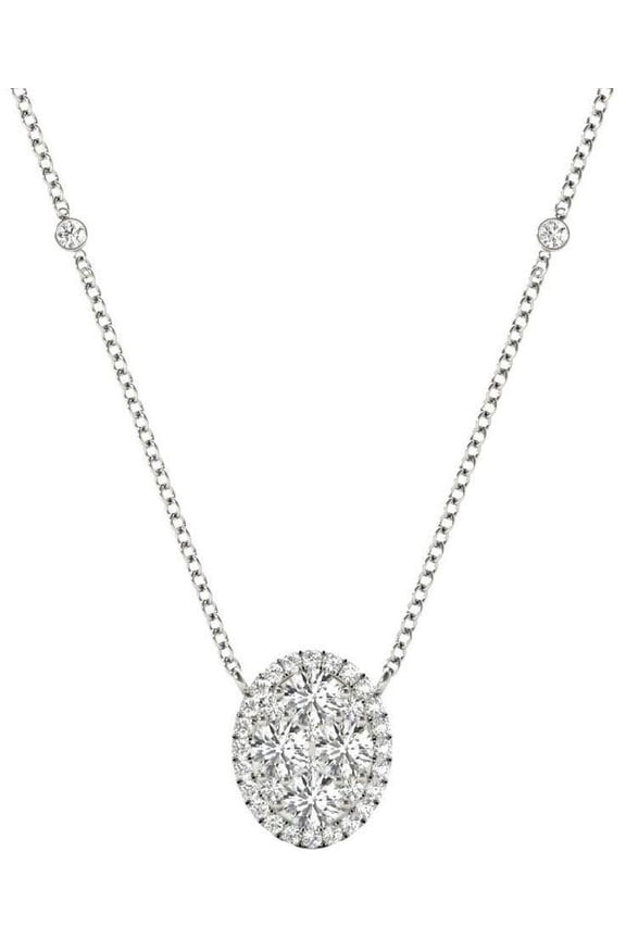 Diamond Oval Pendant, .71 Carat on 18k White Gold P20243W