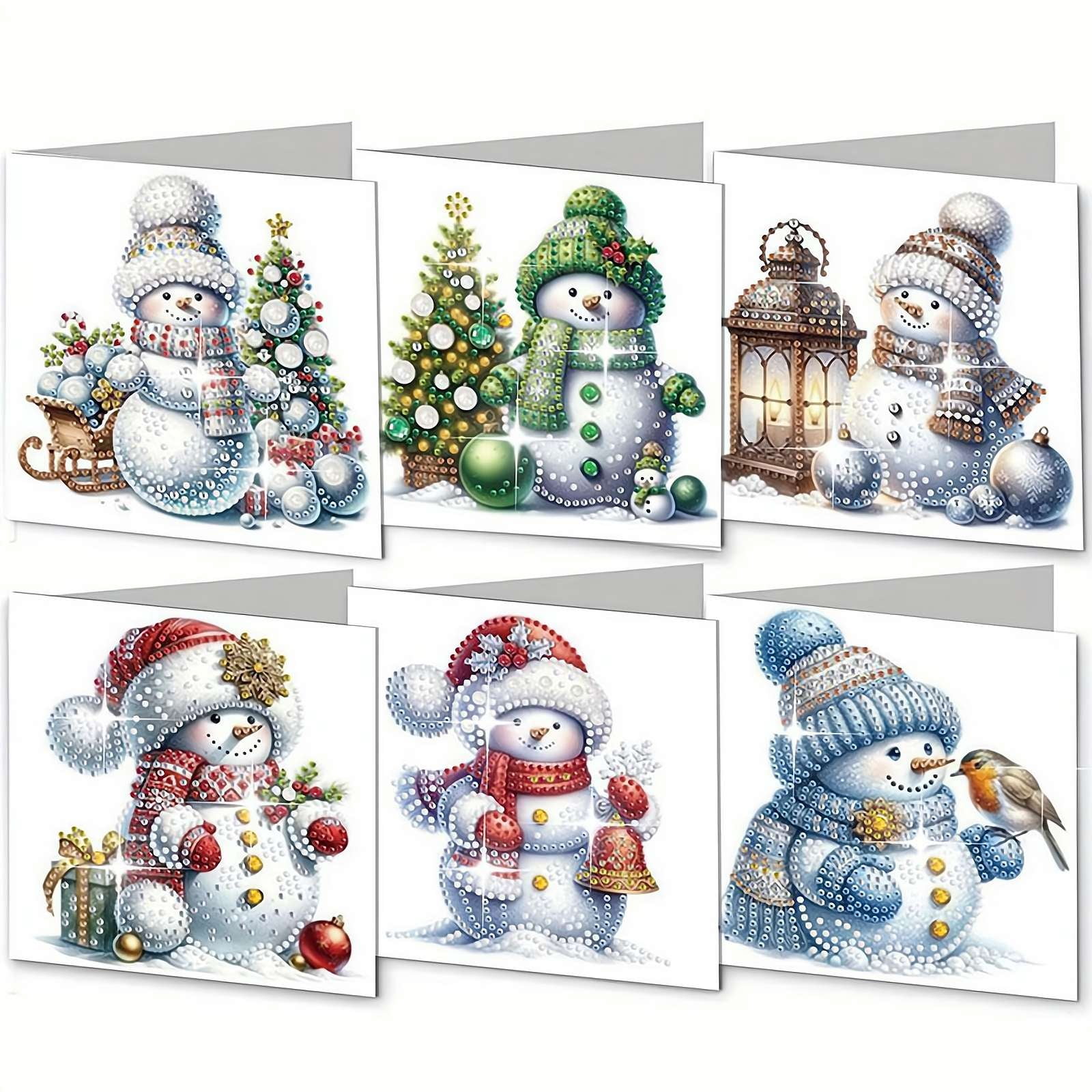 Set Da 6 Biglietti Di Natale Diamond Art Fai Da Te Con Buste – Crea E Regala La Magia Delle Feste!