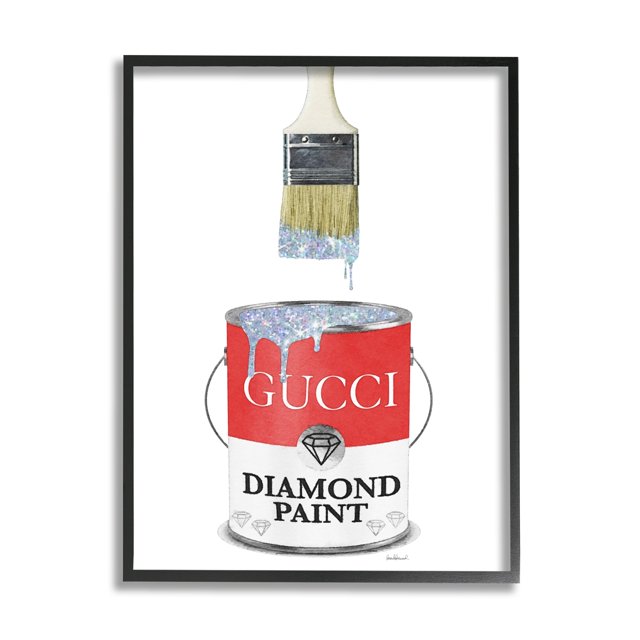Diamond Paint Fashion Pop Container Designer Glam Red 16 in x 20 in Framed Painting Art Print, by Stupell Home Décor