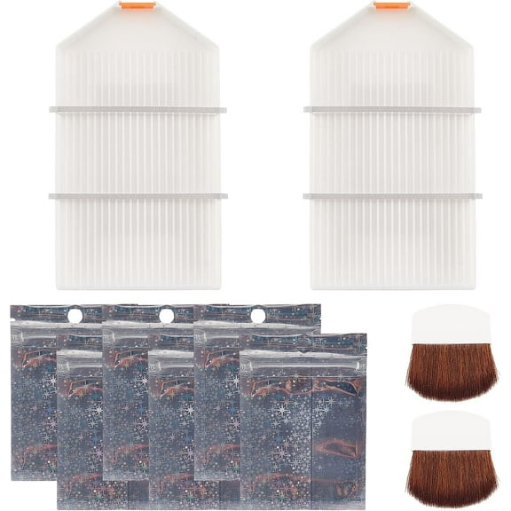 Diamond Painting Accessories Tools Diamond DIY Tool Include Mini Cosmetic Make-up Brush Laser Plastic Zip Lock Bags and Diamond Painting Tray(40x35x4mm) for DIY