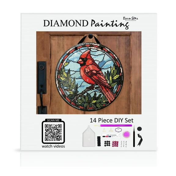 Diamond Painting Art Kit, Cardinal Wood Sign