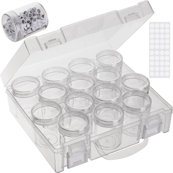 Diamond Painting Art Storage Box, Bead Organizer Box, Diamond Painting Art Accessories Bead Storage Containers 14 Slots Clear Embroidery Bead Storage Organizer Container with Lids for Beads (1 Pack)