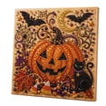 thumbnail image 1 of Diamond Painting Craft Kit, Halloween Pumpkin Bat Black Cat Design Rhinestone Art Set for Relaxing At-Home Leisure Handmade Project, 1 of 6