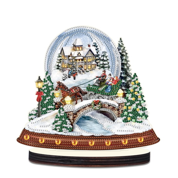 Diamond Painting Desktop Decoration, Christmas Bridge 5D DIY Special Diamond Art Decoration Kit for Adults, Office Desktop or Christmas Holiday Gift