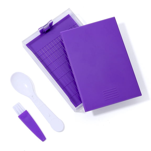Diamond Painting Drill Tray Organizer Kit with Sorting Box, Multi-Function Rhinestone Storage Container, DIY Diamond Art Bead Organizer with Spoon & Brush Accessories,Purple
