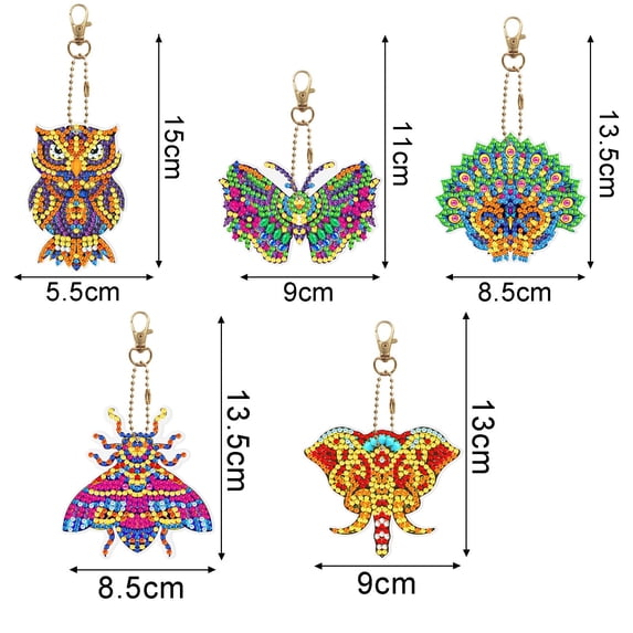 Diamond Painting Keychain Handmade Cartoon Key Chain with Acrylic Board Drill Pen Key Rings DIY Craft Keyring Diamond