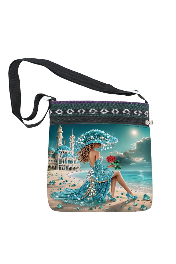 Diamond Painting Kit Bag Beach-Chic Women's 5D DIY Special Diamond-Shaped Crossbody Bag Minimalist Shoulder Bag