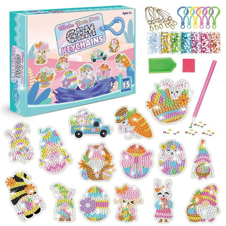 Diamond Painting Kit for Kids with Keychains, Kids Big Gem Diamond Painting Magical - Child Craft Kit for Boys and Girls, Kids Arts and Crafts for Kid