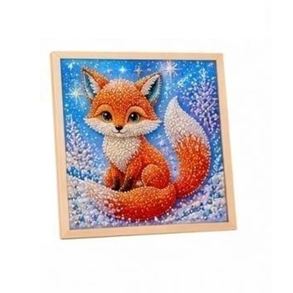 Diamond Painting Kit Fox Pattern Sparkly Partial Pearl Art 8 Inch Framed Wall Decor for Home Craft Project