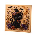 thumbnail image 1 of Diamond Painting Kit, Halloween Black Cat Witch Design, Preprinted Canvas for Adults, Themed Wall Art for Home Decor, Fall and Halloween Craft Project, 1 of 4