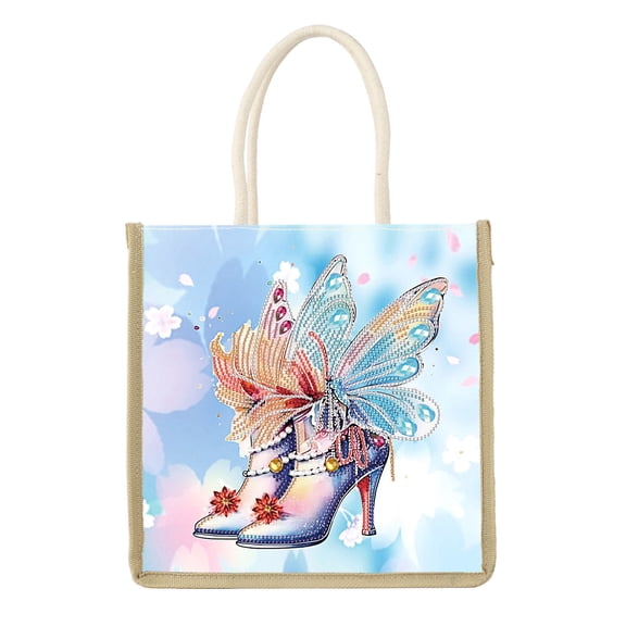 Diamond Painting Kit Handbag Butterfly High-Heel DIY Handcrafted Diamond Pattern Creative Gift Large Capacity Commuter Casual Bag