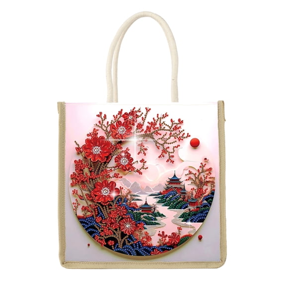 Diamond Painting Kit Handbag Floral Landscape DIY Diamond Pattern Creative Gift Spacious Commuter Tote