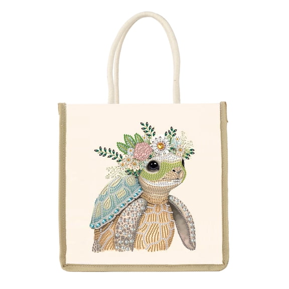 Diamond Painting Kit Handbag Floral Turtle DIY Diamond Pattern Creative Gift Spacious Commuter Tote