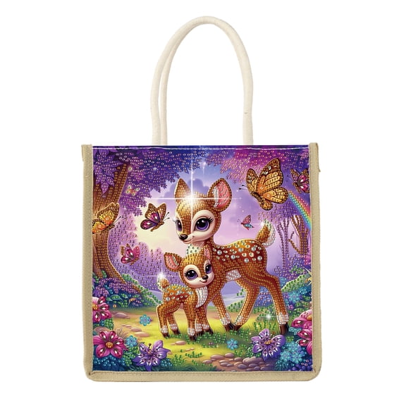 Diamond Painting Kit Handbag Rainbow Deer DIY Diamond Pattern Creative Gift Spacious Commuter Tote