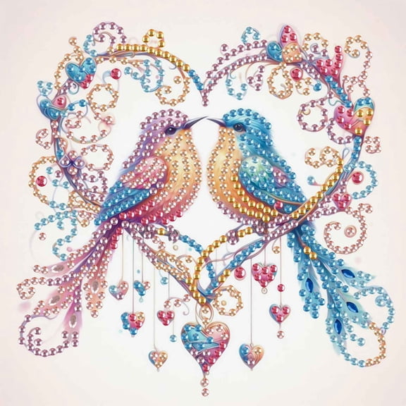 Diamond Painting Kit Heart-Shaped Bird Special Shape Creative Diamond Art For Home Decor and Gifts 6.69 x 6.69 in