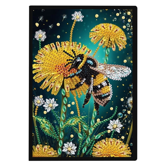 Diamond Painting Kit Notebook, Bee Harvesting DIY Art Craft Kit, A5 Perfect Creative Gift, Diamond Rhinestone Decoration Ideal for Painting, Writing, Notebooking