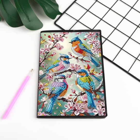 Diamond Painting Kit Notebook, Bird DIY Art Craft Kit, A5 Perfect Creative Gift, Diamond Decoration, Suitable for Painting, Writing, and Notebook Use