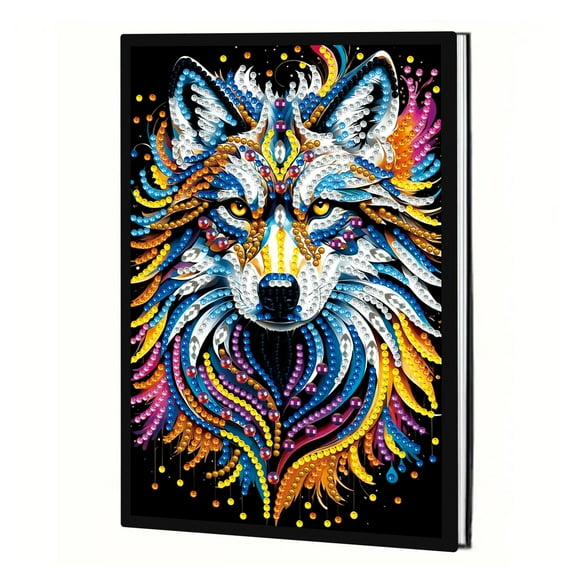 Diamond Painting Kit Notebook, Bully Wolf Head DIY Art Craft Kit, A5 Perfect Creative Gift, Diamond Rhinestone Decoration Ideal For Painting, Writing, Notebook