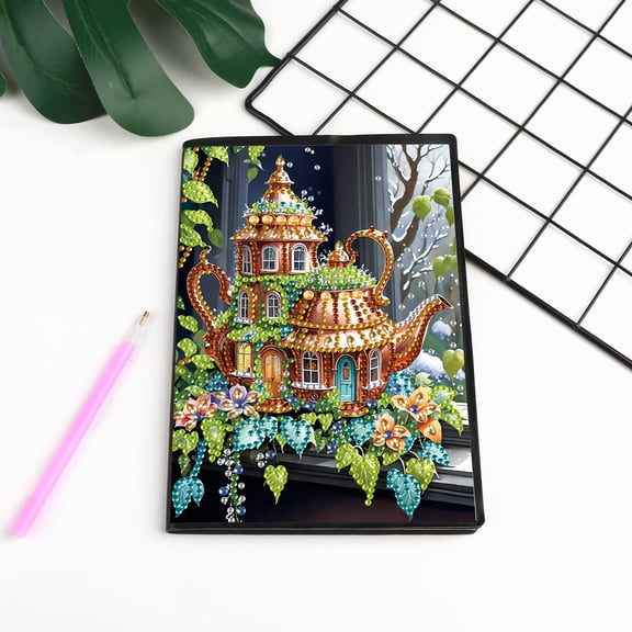Diamond Painting Kit Notebook, Castle DIY Art Craft Kit, A5 Perfect Creative Gift, Diamond Decoration, Suitable for Painting, Writing, and Notebook Use