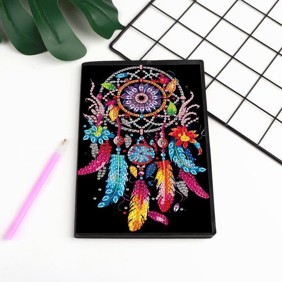 Diamond Painting Kit Notebook, Dreamcatcher DIY Art Craft Kit, A5 Perfect Creative Gift, Diamond Decoration, Suitable for Painting, Writing, and Notebook Use
