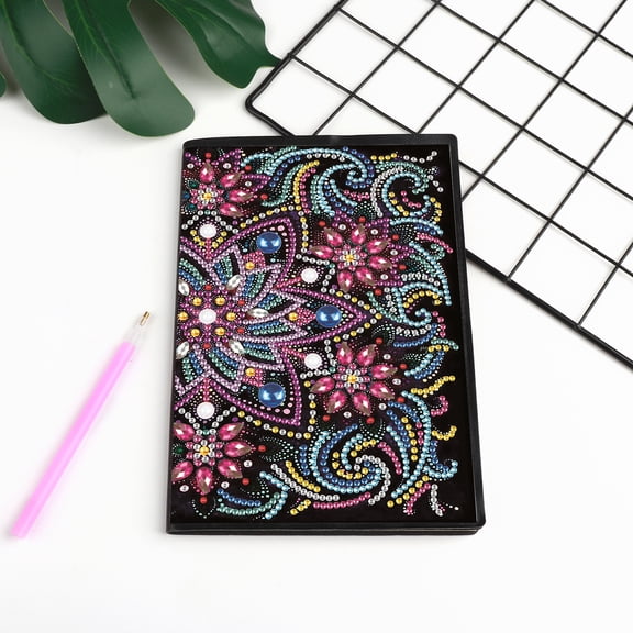 Diamond Painting Kit Notebook, Flower DIY Art Craft Kit, A5 Perfect Creative Gift, Diamond Decoration, Suitable for Painting, Writing and Notebook Use