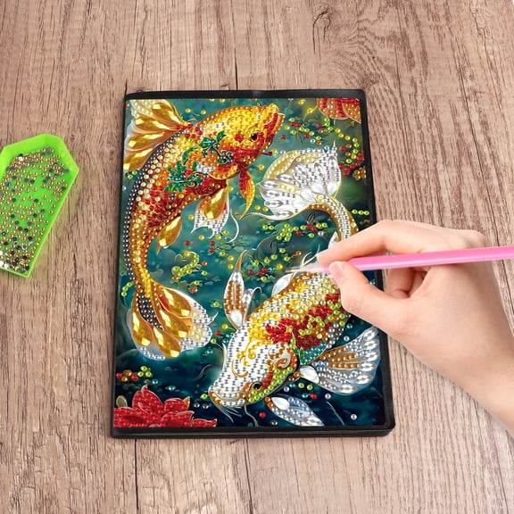Diamond Painting Kit Notebook, Goldfish DIY Art Craft Kit, A5 Perfect Creative Gift, Diamond Decoration, Suitable for Painting, Writing, and Notebook Use