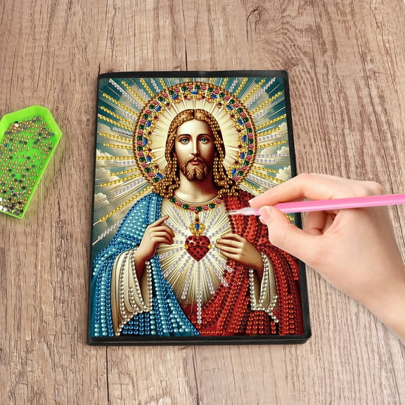 Diamond Painting Kit Notebook, Jesus DIY Art Craft Kit, A5 Perfect Creative Gift, Diamond Decoration, Suitable for Painting, Writing, and Notebook Use
