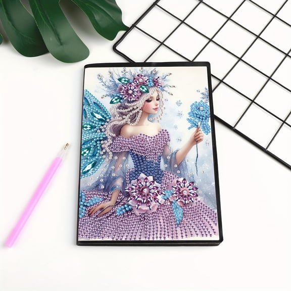 Diamond Painting Kit Notebook, Snow Lady DIY Art Craft Kit, A5 Perfect Creative Gift, Diamond Decoration, Suitable for Painting, Writing and Notebook Use
