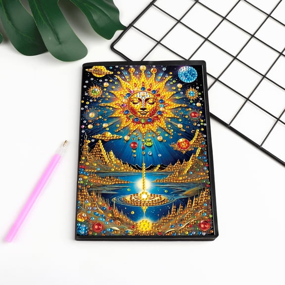 Diamond Painting Kit Notebook, Sun God DIY Art Craft Kit, A5 Perfect Creative Gift, Diamond Decoration, Suitable for Painting, Writing and Notebook Use