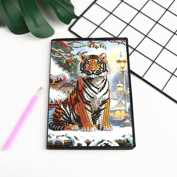 Diamond Painting Kit Notebook, Tiger DIY Art Craft Kit, A5 Perfect Creative Gift, Diamond Decoration, Suitable for Painting, Writing, and Notebook Use