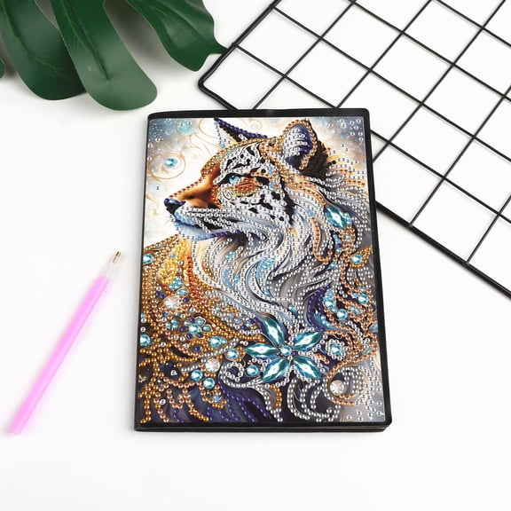 Diamond Painting Kit Notebook, Wolf Dog DIY Art Craft Kit, A5 Perfect Creative Gift, Diamond Decoration, Suitable for Painting, Writing, and Notebook Use