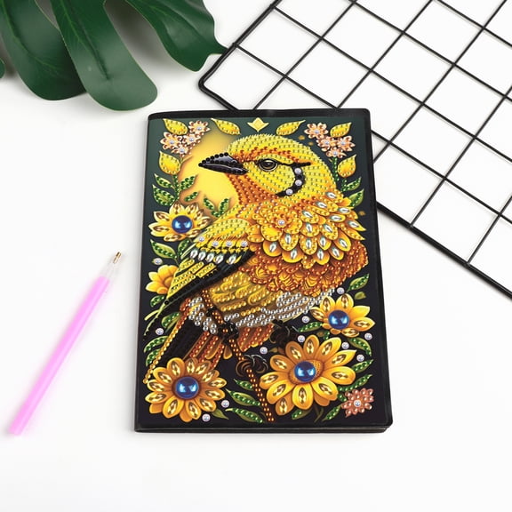 Diamond Painting Kit Notebook, Yellow Bird DIY Art Craft Kit, A5 Perfect Creative Gift, Diamond Decoration, Suitable for Painting, Writing and Notebook Use