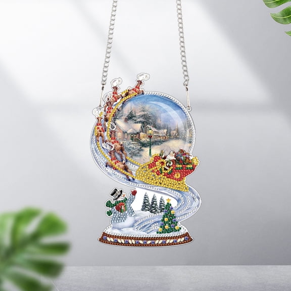 Diamond Painting Kit Pendant, Christmas Snow House Hanging Decoration DIY Craft Kit for Home, Office, or Festive Decorations and Gift Ideas