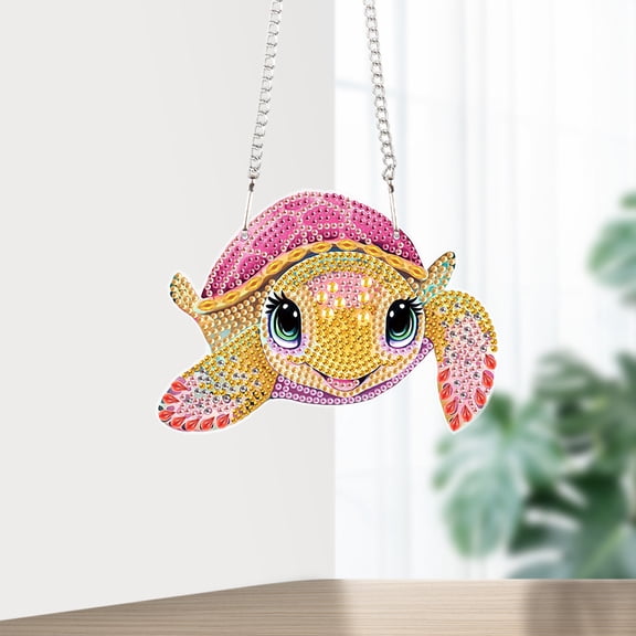 Diamond Painting Kit Pendant, Colourful Turtle Hanging Decoration DIY Craft for Home Office Festive Decorations and Gift Ideas