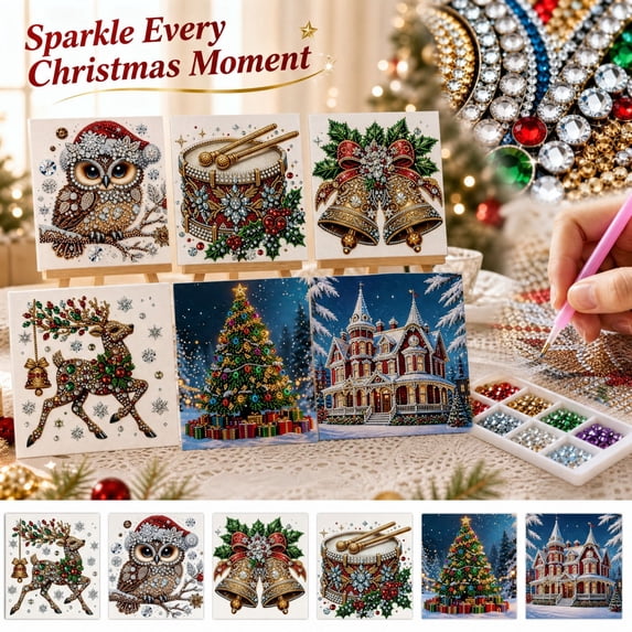 Diamond Painting Kit with Square Drill Gems, Christmas Theme Diamond Art for Adults Relaxation Stress Relief, Festive Holiday Home Wall Decor DIY Craft Kit 1 Pack