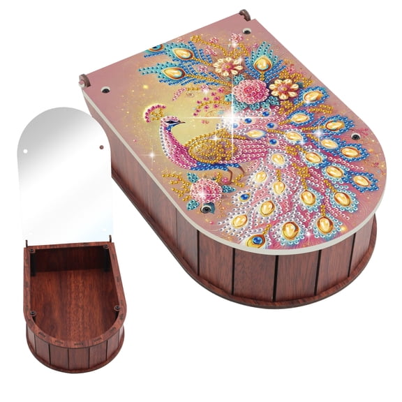 Diamond Painting Kit Storage Box, Beautiful Peacock 5D DIY Storage Box, for Organizing Desktop Items, Handmade Creative Gift