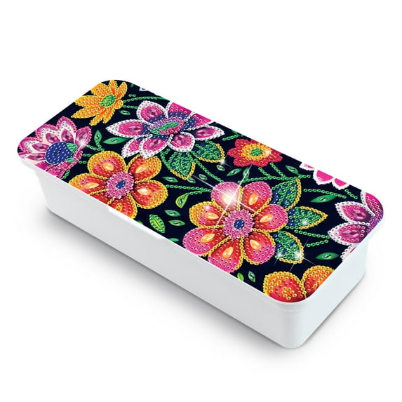 Diamond Painting Kit Storage Box, Colorful Floral Design - Multifunctional for Organizing Cosmetics, Jewelry, Small Accessories, and More - Creative Gift Idea