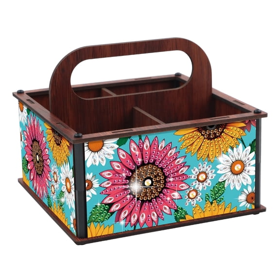 Diamond Painting Kit Storage Box, Colorful Sunflower 5D DIY Open Multi-Compartment Storage for Items Handmade Creative Gift
