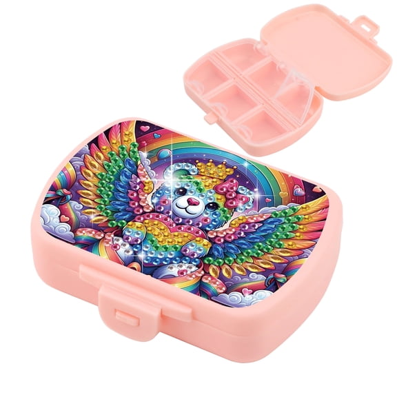 Diamond Painting Kit Storage Box, Colorful Wings Bear Creative Craft Box for Small Item Organization Multifunctional Gift for Craft Enthusiasts
