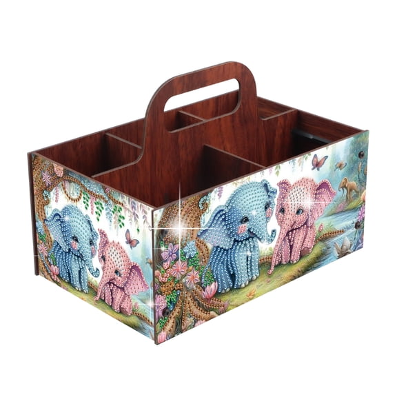 Diamond Painting Kit Storage Box, Elephant 5D DIY Open Multi-Compartment Organizer For storing desktop items, snack box, handmade creative gift