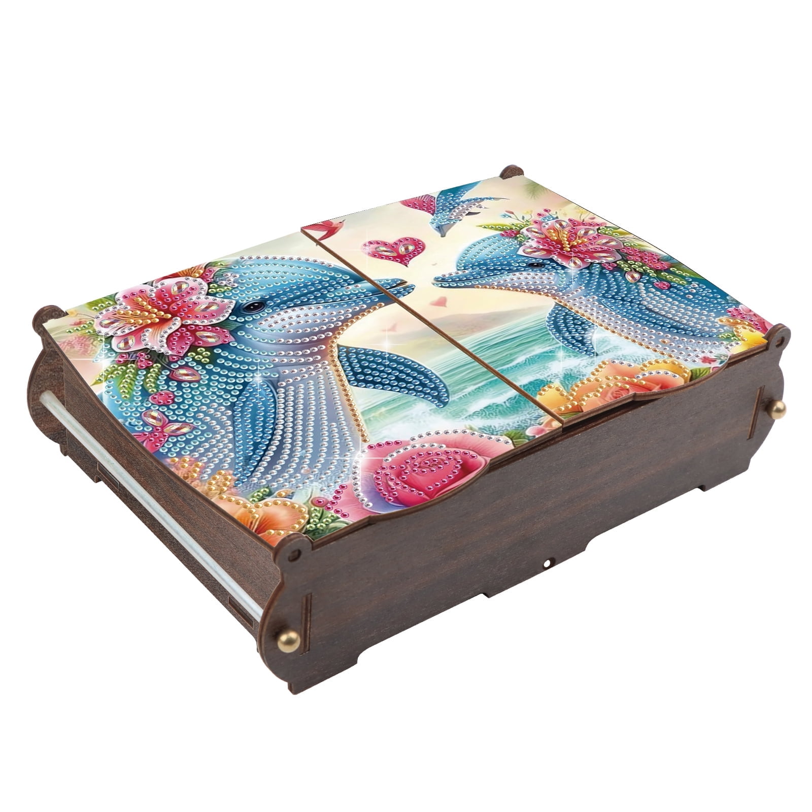 Diamond Painting Kit Storage Box, Floral Dolphin DIY Multi-Purpose Craft Storage Box, Ideal for Home Office Holiday Gifts