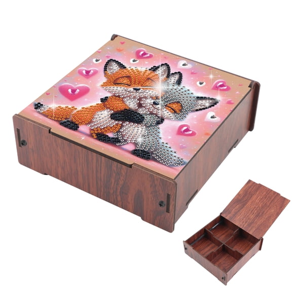 Diamond Painting Kit Storage Box, Fox 5D DIY Flip-Top Multi-Compartment Organizer For storing items, handmade creative gifts