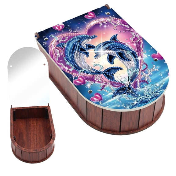 Diamond Painting Kit Storage Box, Heart-Shaped Dolphin 5D DIY Storage Box For organizing desktop items, a creative handmade gift
