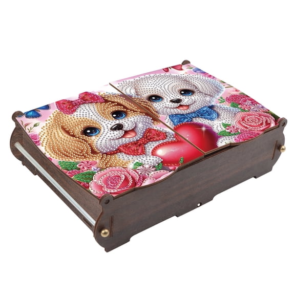 Diamond Painting Kit Storage Box, Heart Shaped Puppy DIY Multi Functional Handicraft Storage Box, Suitable for Home Office Holiday Gifts