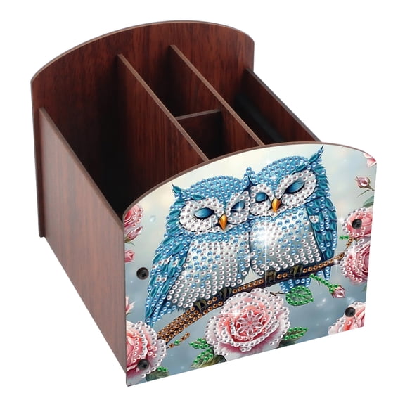 Diamond Painting Kit Storage Box, Rose Cat Owl 5D DIY Open-Style Multi-Compartment Organizer for Desktop Items, Handmade Creative Gift
