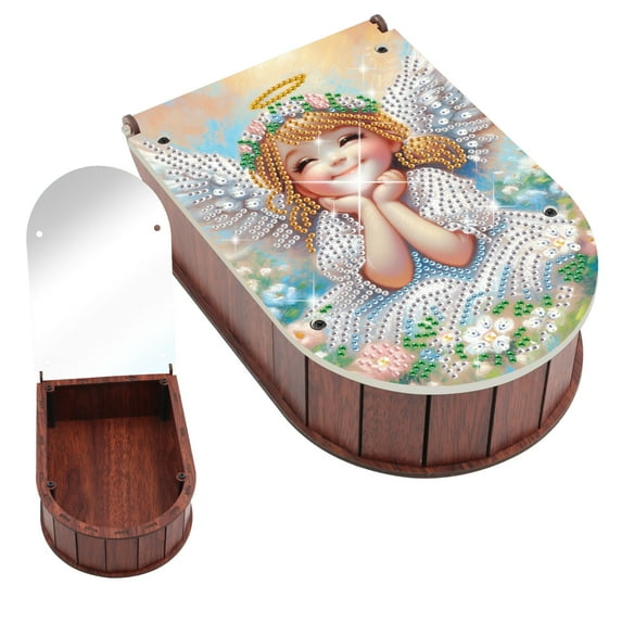 Diamond Painting Kit Storage Box, Smiling Angel 5D DIY Storage Box For organizing desktop items, a creative handmade gift